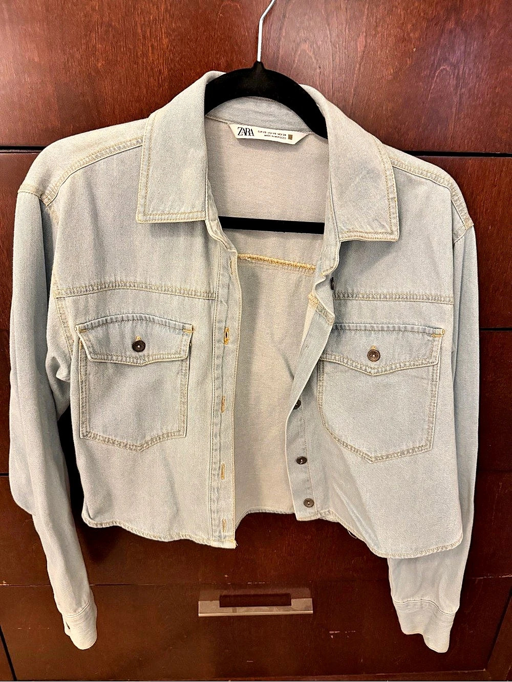 Zara Women's Cropped Denim Jacket Size XS